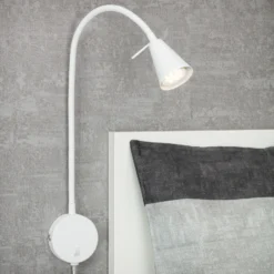 Aplique de pared LED Tusa, blanco, metal, 45 cm, brazo flexible