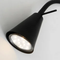 Aplique de pared LED Tusa, negro, metal, 45 cm, brazo flexible