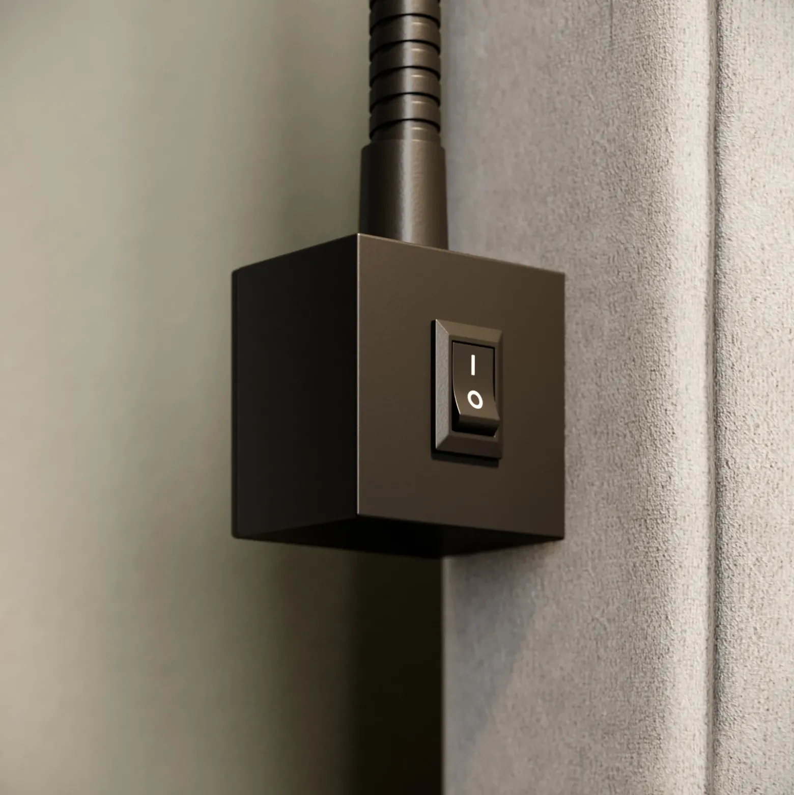 Aplique de pared LED Tuso, negro, montaje en cama, metal
