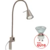 Aplique de pared LED Tuso, níquel, montaje en cama, metal