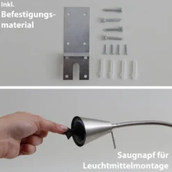 Aplique de pared LED Tuso, níquel, montaje en cama, metal