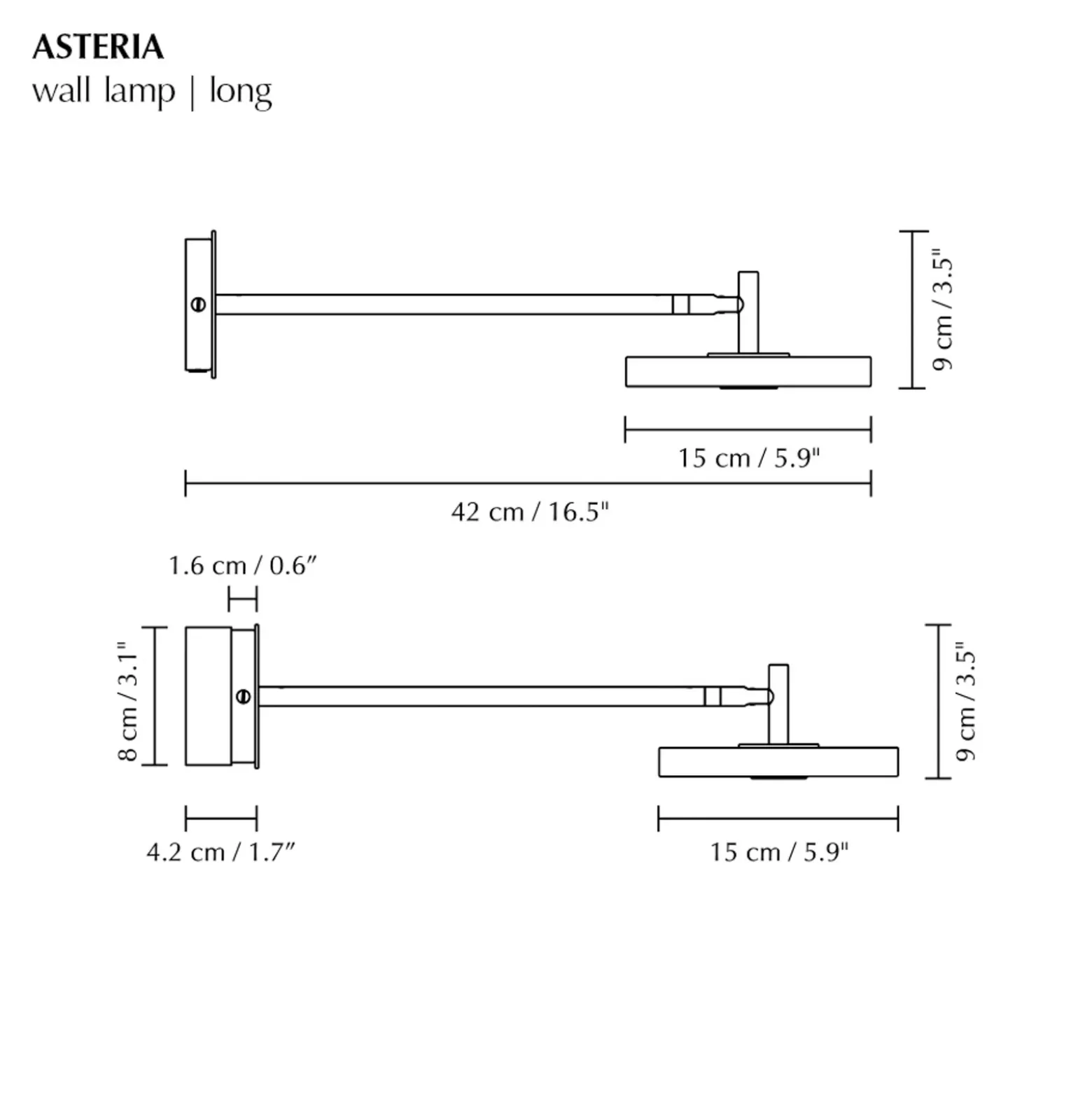 Aplique de pared LED UMAGE Asteria LONG HW, latón pulido, 45 cm