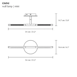 Aplique de pared LED UMAGE Omni, color latón, ancho 54 cm, 2 luces.