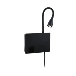 Aplique de pared LED USB Paulmann Halina, brazo flexible negro