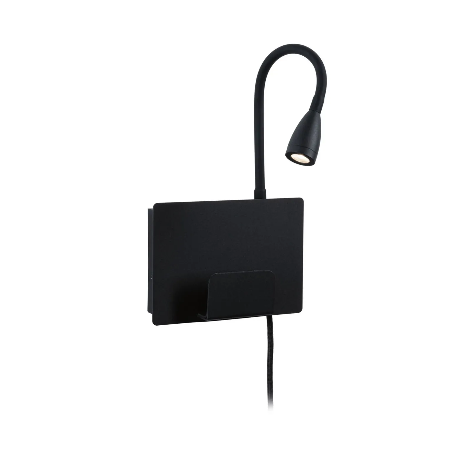 Aplique de pared LED USB Paulmann Halina, brazo flexible negro