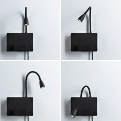 Aplique de pared LED USB Paulmann Halina, brazo flexible negro