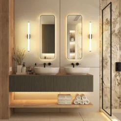 Aplique de pared LED VINA S, negro, ancho 40 cm, IP44, CCT