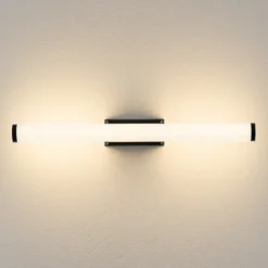 Aplique de pared LED VINA S, negro, ancho 40 cm, IP44, CCT