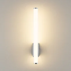 Aplique de pared LED VINA UP S, color cromo, altura 40 cm, IP44 CCT