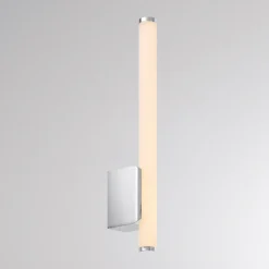 Aplique de pared LED VINA UP S, color cromo, altura 40 cm, IP44 CCT