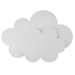 Aplique de pared LED Wölkchen con enchufe, blanco, madera, atenuable