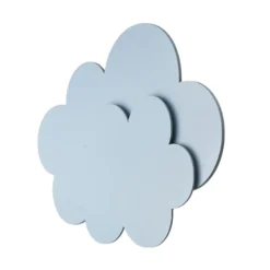 Aplique de pared LED Wölkchen con enchufe, azul, madera, atenuable