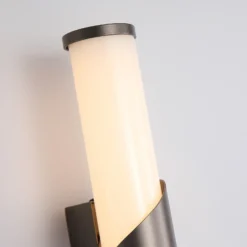 Aplique de pared LED Wrap, IP44, bronce, metal, cristal, 3.000 K