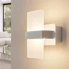 Aplique de pared LED Yorick de Lindby, 18 cm, aluminio/blanco con interruptor