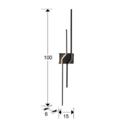 Aplique de pared LED Zig Zag, altura 100 cm, negro, metal, 4 luces.