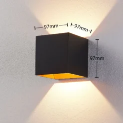 Aplique de pared LED Zuzana de Arcchio, angular, negro, 10 cm de ancho