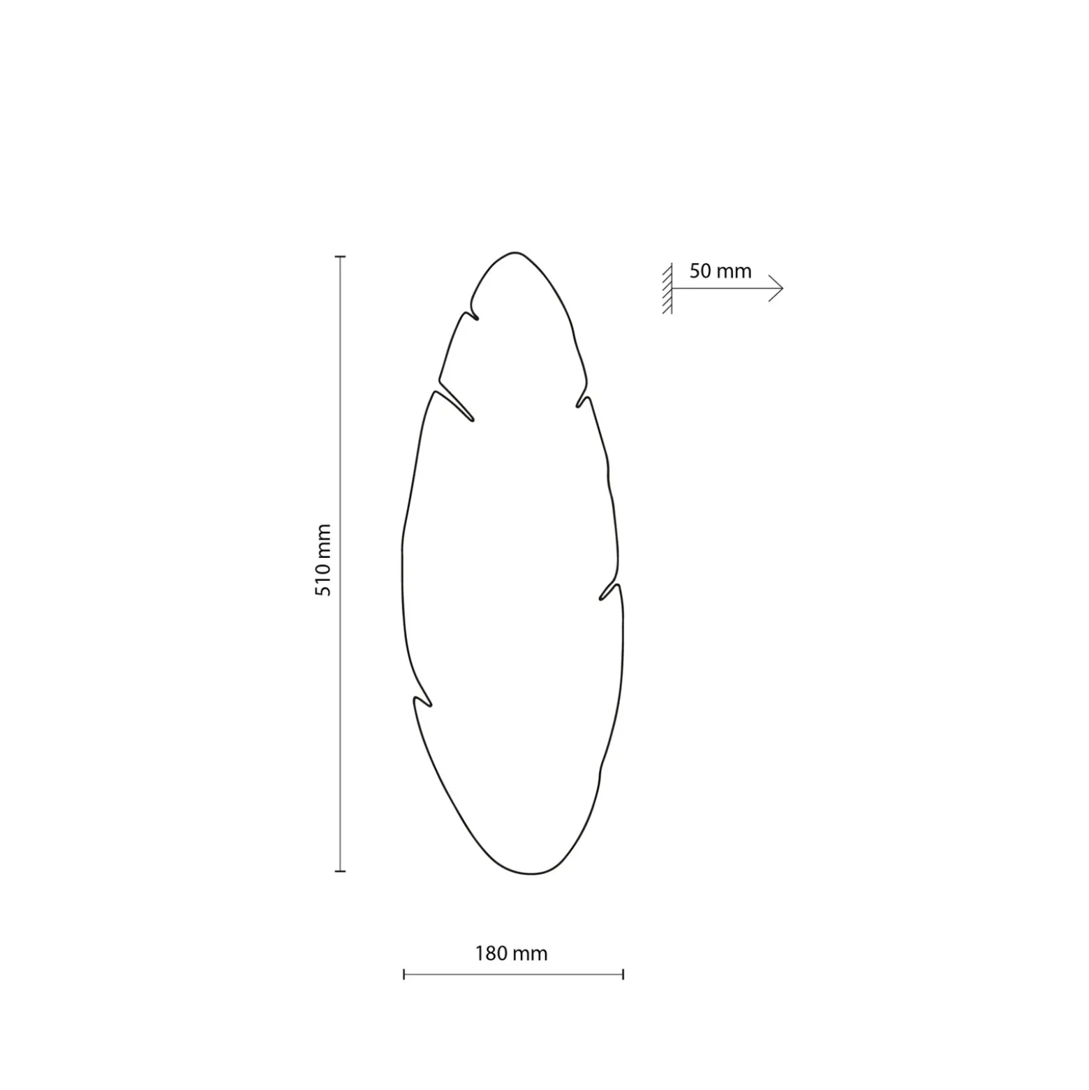 Aplique de pared Lehti, madera clara, 51 x 18 cm, forma de hoja