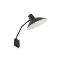 Aplique de pared Lindby Adrik, negro, metal, con enchufe