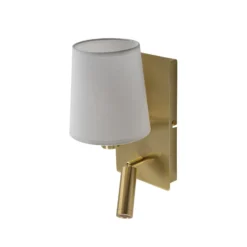 Aplique de pared Lindby Aiden, blanco, latón, brazo de lectura LED