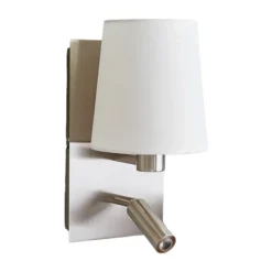 Aplique de pared Lindby Aiden, blanco, níquel, brazo de lectura LED