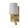 Aplique de pared Lindby Aiden, blanco, latón, brazo de lectura LED