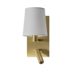 Aplique de pared Lindby Aiden, blanco, latón, brazo de lectura LED