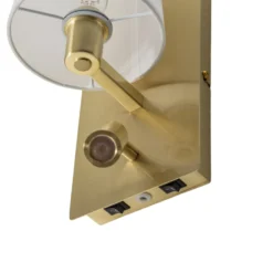 Aplique de pared Lindby Aiden, blanco, latón, brazo de lectura LED