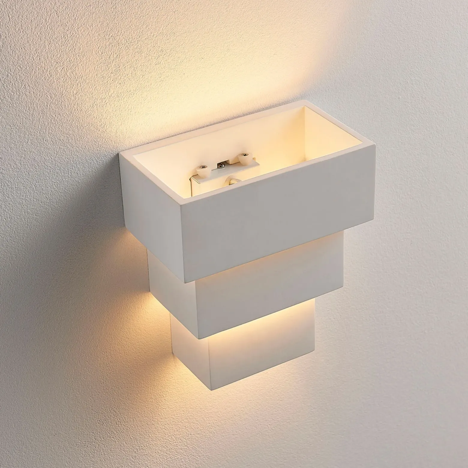 Aplique de pared Lindby Antonella, yeso blanco, G9, pintable, 21 cm