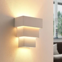 Aplique de pared Lindby Antonella, yeso blanco, G9, pintable, 21 cm