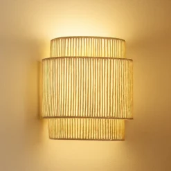 Aplique de pared Lindby Anuva, color natural, papel, altura 25 cm