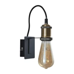 Aplique de pared Lindby Aurella, altura 16 cm, latón envejecido, metal