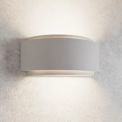 Aplique de pared Lindby Cassian, escayola, 32 cm, blanco, semicircular