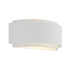 Aplique de pared Lindby Cassian, escayola, 32 cm, blanco, semicircular