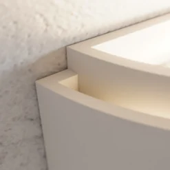 Aplique de pared Lindby Cassian, escayola, 32 cm, blanco, semicircular