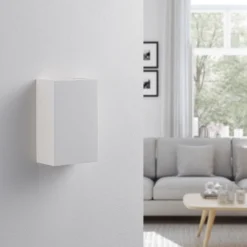 Aplique de pared Lindby Colja, angular, altura 16 cm, escayola, blanco