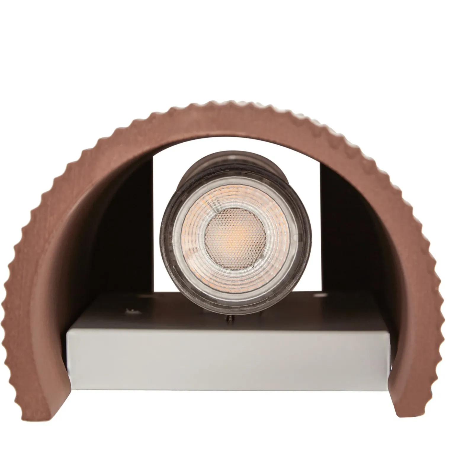 Aplique de pared Lindby Colja, marrón, redondo, altura 30,5 cm, yeso
