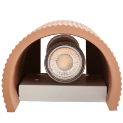 Aplique de pared Lindby Colja, terracota, redondo, 30,5 cm, yeso