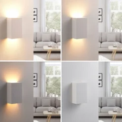 Aplique de pared Lindby Colja, angular, altura 16 cm, escayola, blanco