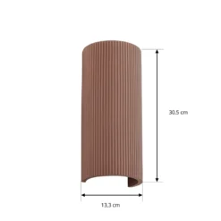 Aplique de pared Lindby Colja, marrón, redondo, altura 30,5 cm, yeso