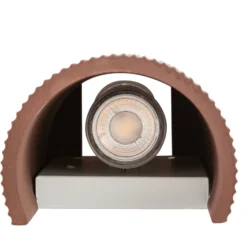 Aplique de pared Lindby Colja, marrón, redondo, altura 30,5 cm, yeso
