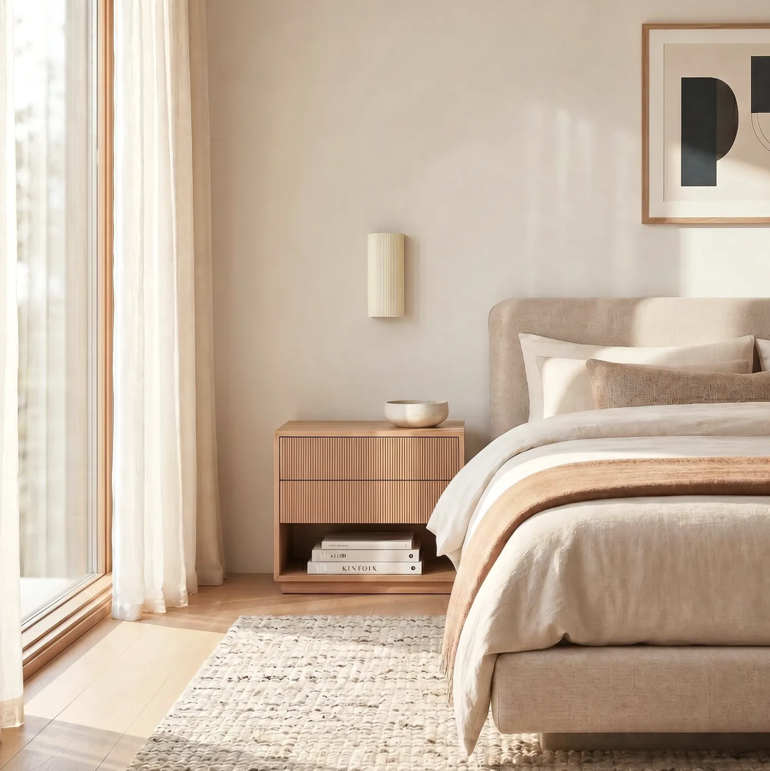 Aplique de pared Lindby Colja, redondo, altura 30,5 cm, yeso, beige