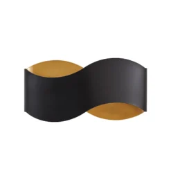 Aplique de pared Lindby Dailin, negro/dorado, 30 cm, metal