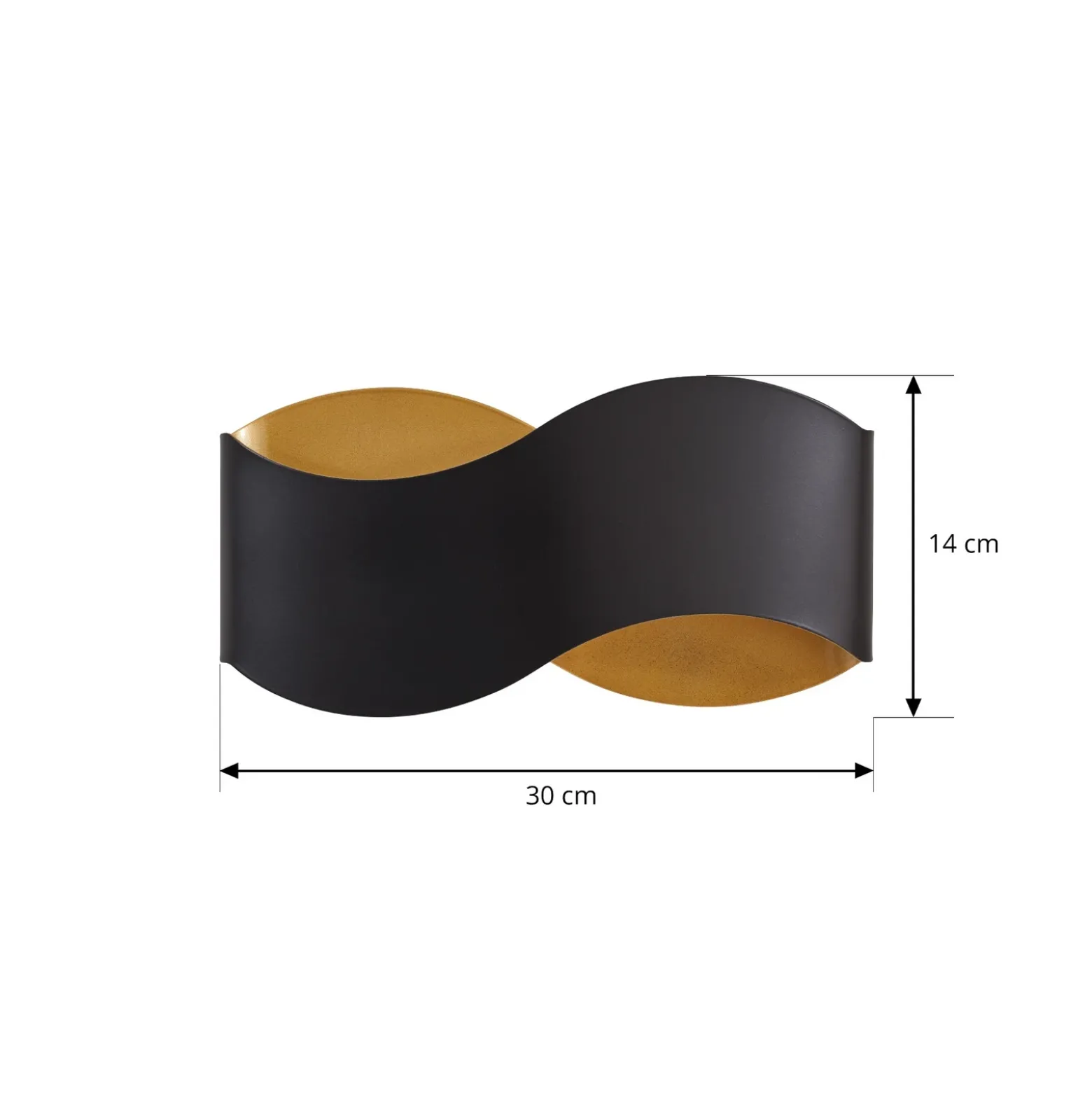 Aplique de pared Lindby Dailin, negro/dorado, 30 cm, metal