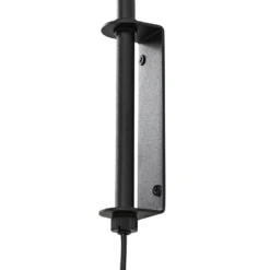 Aplique de pared Lindby Davella, Ø 26 cm, negro, bambú, textil