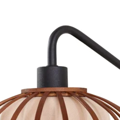 Aplique de pared Lindby Davella, Ø 26 cm, negro, bambú, textil