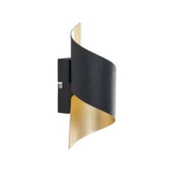 Aplique de pared Lindby Desirio, negro/oro, 24cm, metal