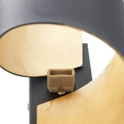 Aplique de pared Lindby Desirio, negro/oro, 24cm, metal