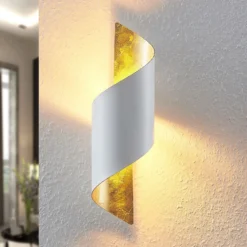Aplique de pared Lindby Desirio, blanco/oro, 35cm, metal