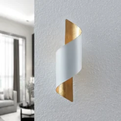 Aplique de pared Lindby Desirio, blanco/oro, 35cm, metal