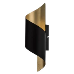 Aplique de pared Lindby Desirio, negro/oro, 35cm, metal
